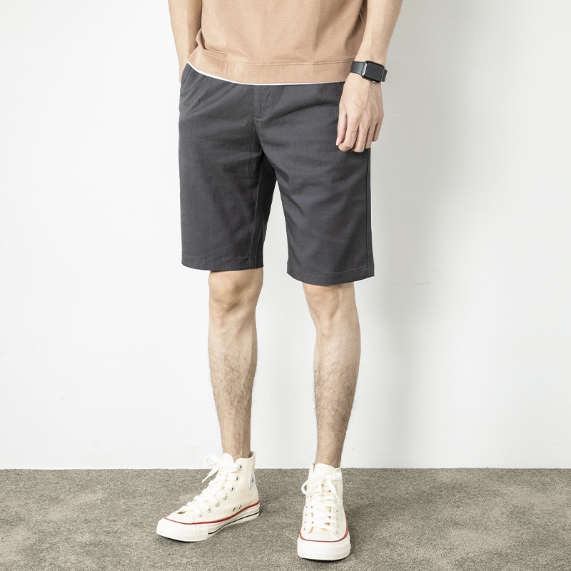 Quần Short Tây Nam Vải Cotton Co Dãn Thoáng Khí , Quần Âu Nam Ngắn Vải Trơn Dáng Ôm