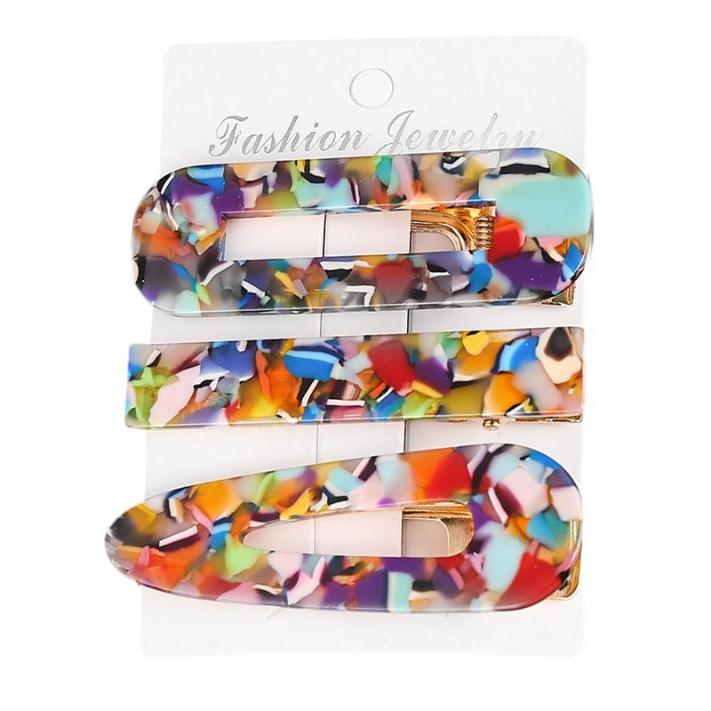 Set 3 Kẹp Tóc Họa Tiết Vân Đá Thời Trang Cho Nữ