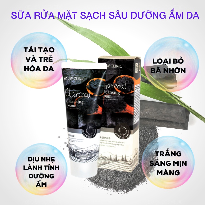 Sữa Rửa Mặt 3W Clinic Charcoal Cleansing Foam (100ml)