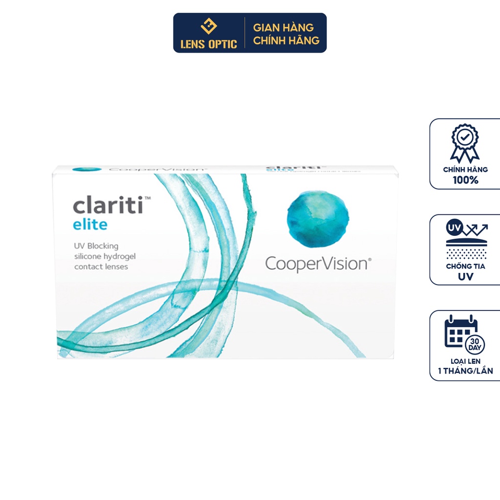 Kính áp tròng 1 tháng COOPER VISION Clariti Elite không màu có độ cho mắt cận - Lens Optic