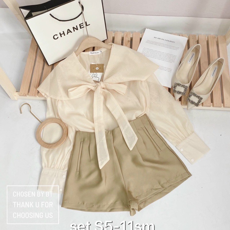 Áo sơ mi thuỷ thủ voan tơ cực xinh [HOT NHẤT] chất siêu xịn