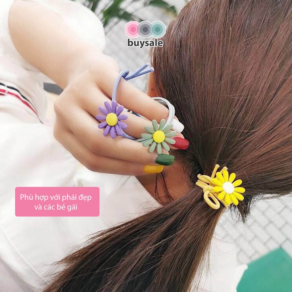 Dây thun cột tóc hình hoa cúc phong cách nữ tính Hàn Quốc siêu co giãn bánh bèo nhiều màu sắc - Buysales - BSPK259