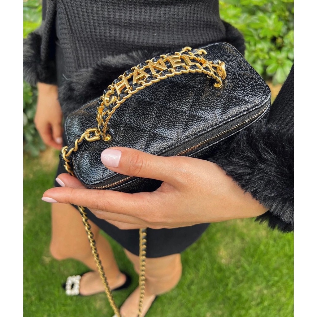 Túi Đeo Chéo Cel Vanity Quai Chữ Kim Loại Ô Trám Quả Cầu 2022 Có Hộp Hàng Sẵn Hình Thật Shop Chụp