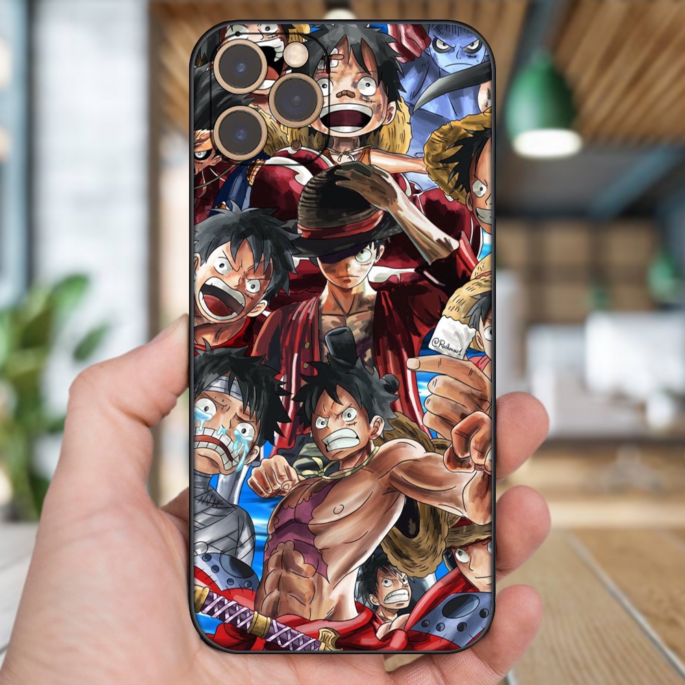 Ốp lưng iPhone 11 Pro dẻo đen cạnh vuông in hình Luffy One Piece