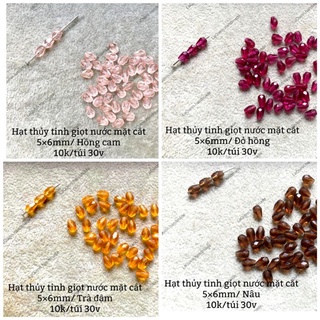 Hạt thủy tinh giọt nước mặt cắt - nguyên liệu trang sức handmade