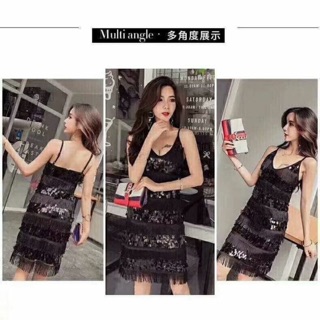 Đầm ôm tua rua kim sa QC