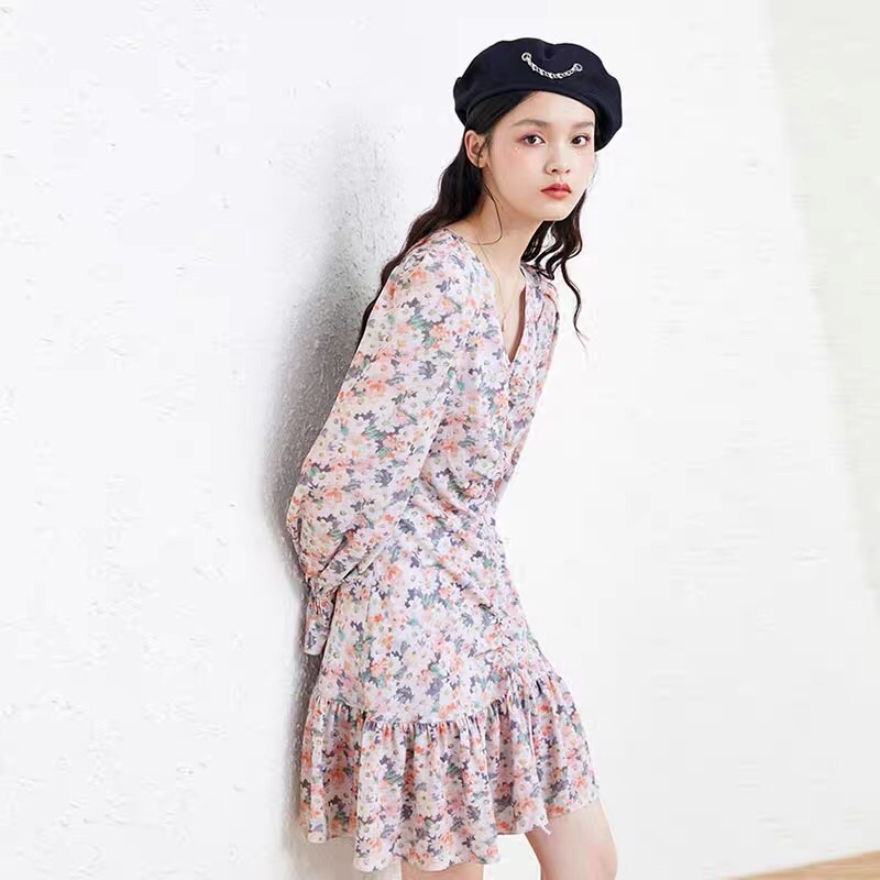 Đầm hoa tay dài Peacebird