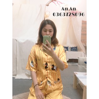 Ảnh tự chụp đồ ngủ pijama lụa satin tay ngắn siêu xinh, đùi cộc, ❤đồ bộ❤bộ pijama nữ❤bộ ngủ lụa