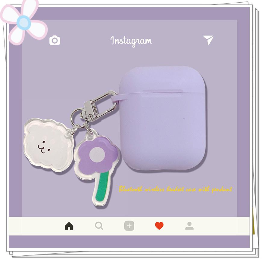 Vỏ bọc bảo vệ hộp sạc tai nghe Airpods 1 2 bằng silicone dẻo trang trí móc khóa họa tiết siêu đáng yêu