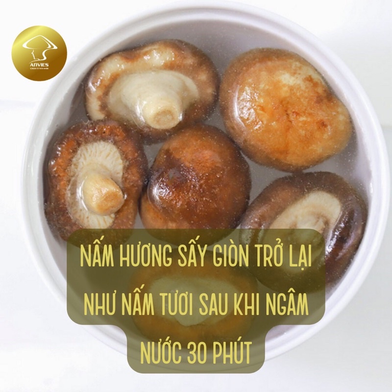 Nấm hương sấy giòn Anvies nguyên vị 30g - không cholesterol - giàu chất xơ - đạm thực vật - ăn vặt an toàn cho bé