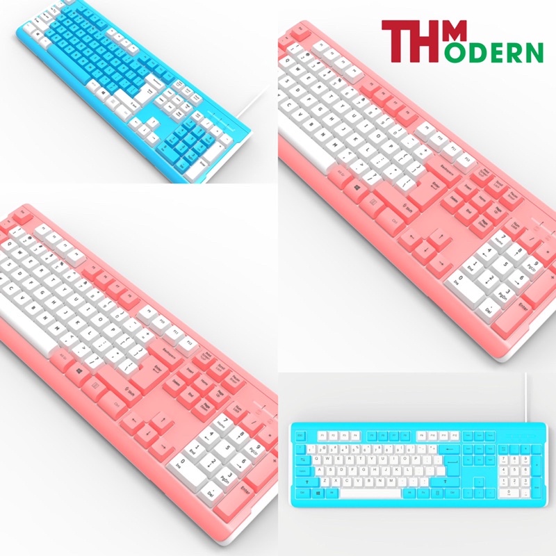 Bàn PHím Máy Tính Có Dây usb SKylion H900 PHối Mầu Xanh Hồng Trắng