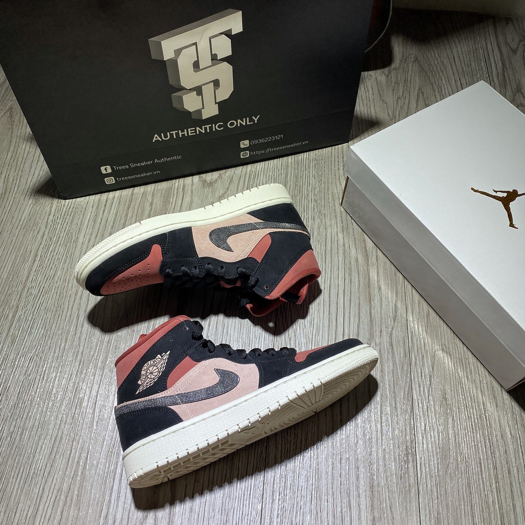 [ CHÍNH HÃNG ] Giày thể thao NIKE AIR JORDAN 1 MID BURGUNDY DUSTY PINK