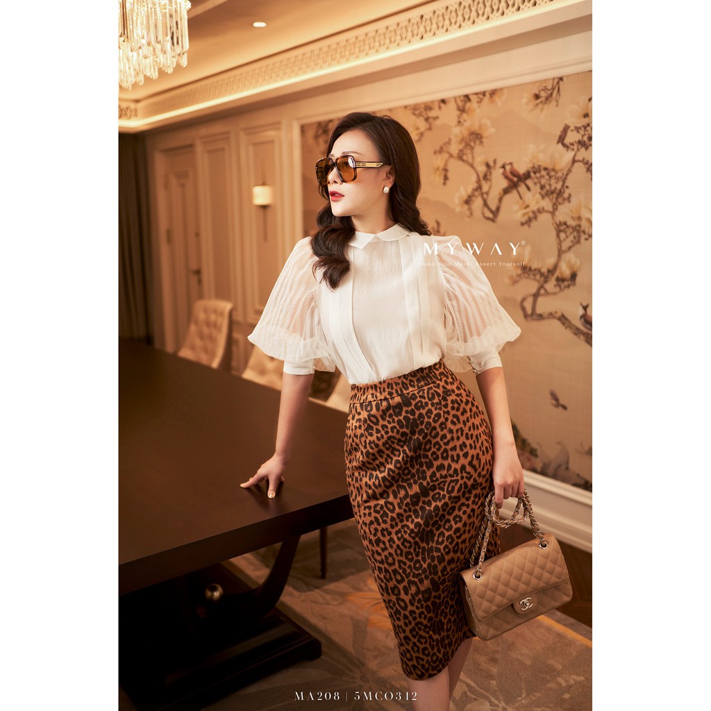 Áo Sơ Mi Nữ MY Way Công Sở Tay Lỡ Phối Voan Sọc Sang Trọng MA208