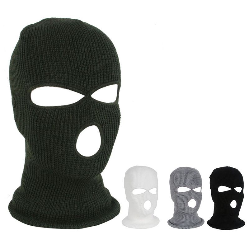 Mũ trùm mặt dệt kim thiết kế 3 lỗ giữ ấm mùa đông màu neon dùng dịp Halloween