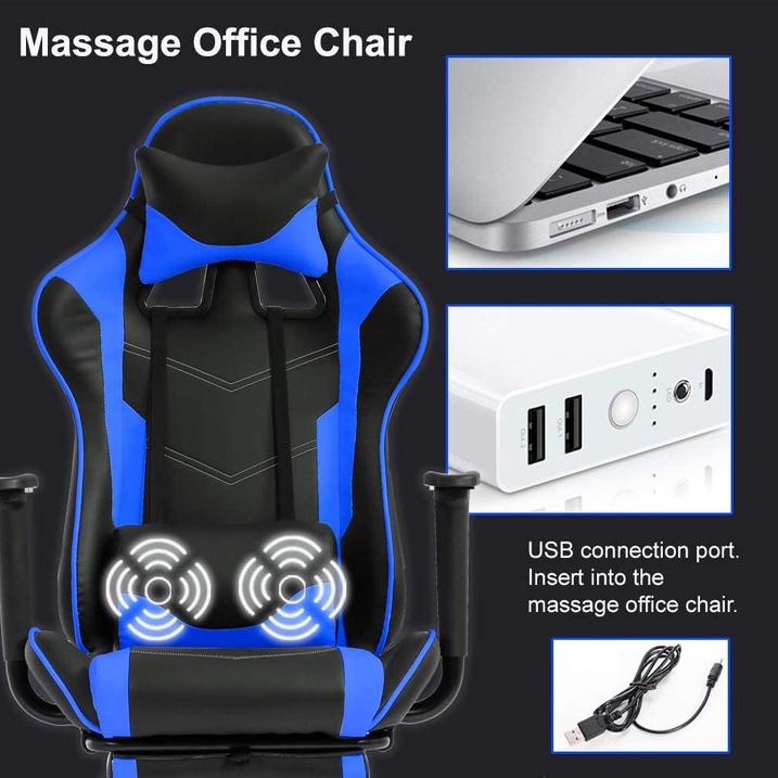 Ghế gaming MW7188 có đệm massage xuất khẩu mỹ thương hiệu MW FURNITURE