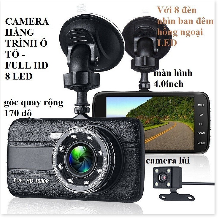 Camera Hành Trình Trước Sau Full HD Tích Hợp 8 LED Hồng Ngoại | BigBuy360 - bigbuy360.vn