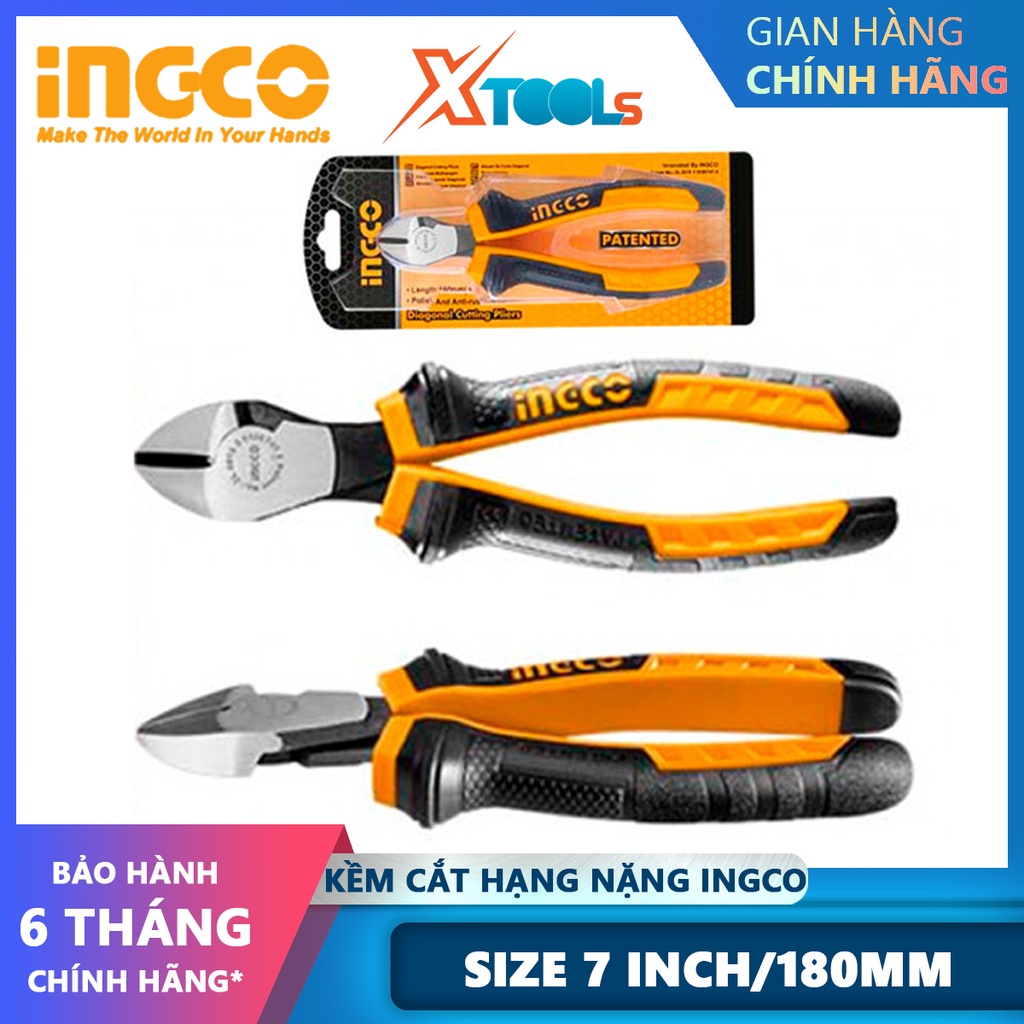 Kềm cắt hạng nặng Ingco HHDCP08188 | Kềm cắt thép Kích thước 7 inch/180mm Đầu kềm được đánh bóng và chống gỉ, dùng để cắ