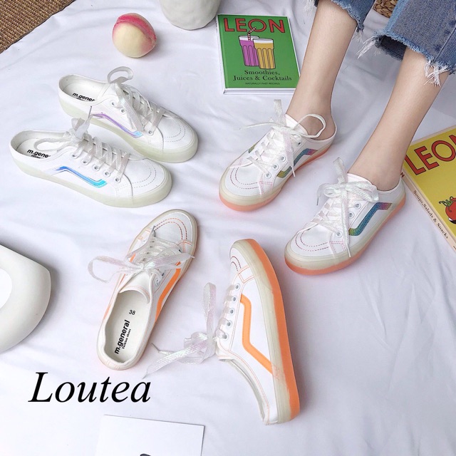 Bata đạp gót voan kim tuyến 180.000 Màu: cam, cầu vòng, trắng Size: 35-39