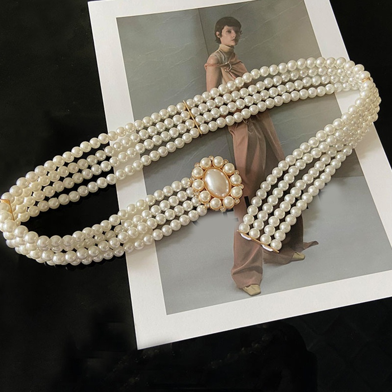 Thắt Lưng Đính Hạt Ngọc Trai Phong Cách Retro Cho Nữ