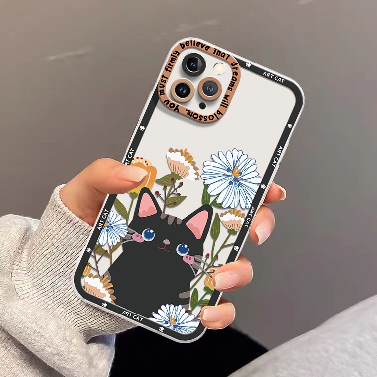 Ốp Điện Thoại Silicon TPU Mềm Trong Suốt Chống Sốc In Hình Mèo Dễ Thương Cho IPhone 14 13 12 11 Pro XS Max X XR 8 7 6 6S Plus