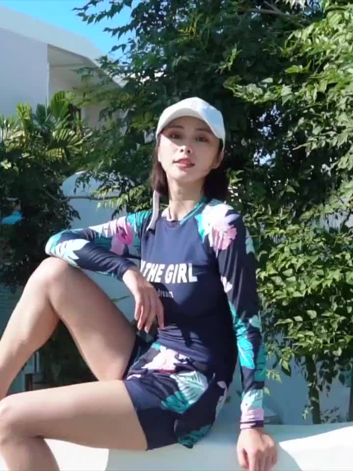 Đồ bơi nữ, đồ tắm biển dài tay quần short năng động, áo có đệm mút | BigBuy360 - bigbuy360.vn