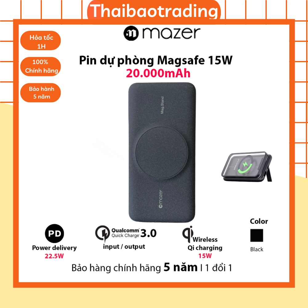 Pin Sạc Không Dây Mazer 15W/20000mAh