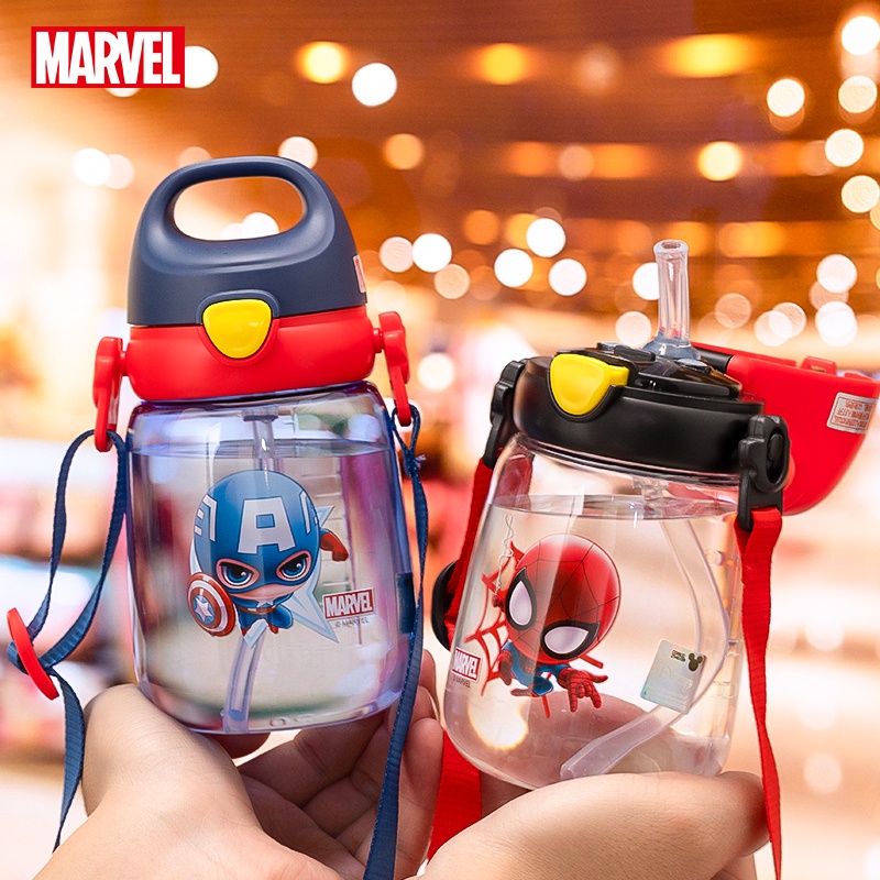 ♛Bình Nước Công Suất Cao Có Ống Hút Tiện Dụng Cho Bé Mẫu Giáo -Bình nước cho bé Bình nước trẻ em bình Người Nhện, Đội Trưởng Mỹ cho bé mang đi học