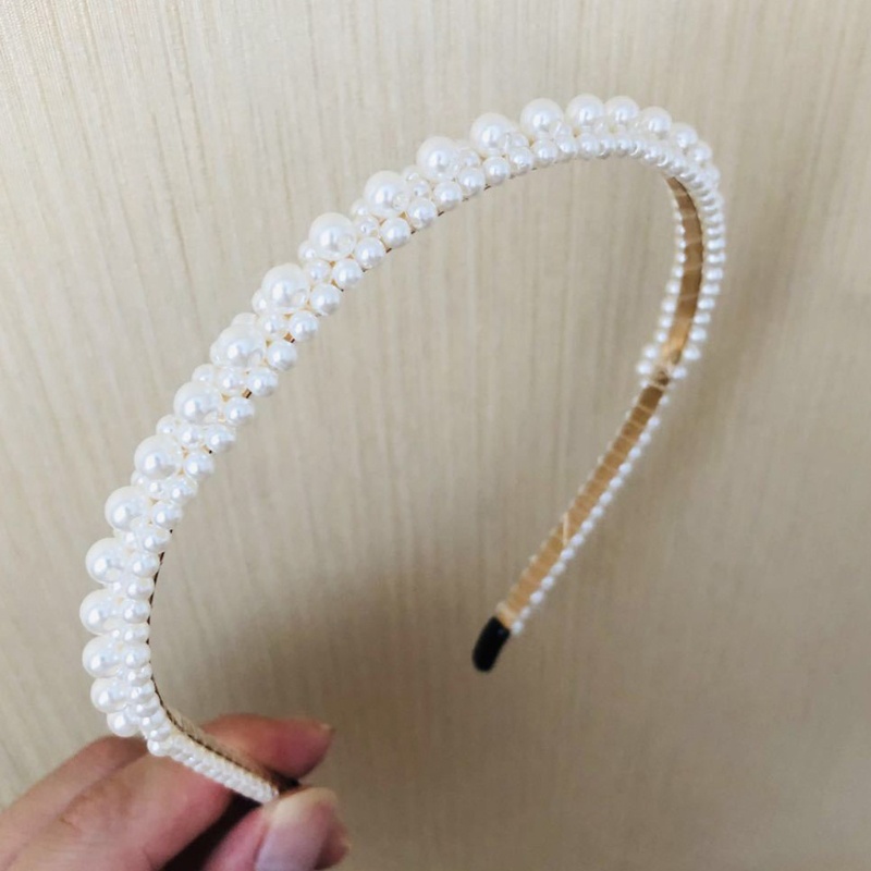 Băng Đô Cài Tóc Đính Ngọc Trai Giả Màu Trắng Dành Cho Tiệc Cưới
