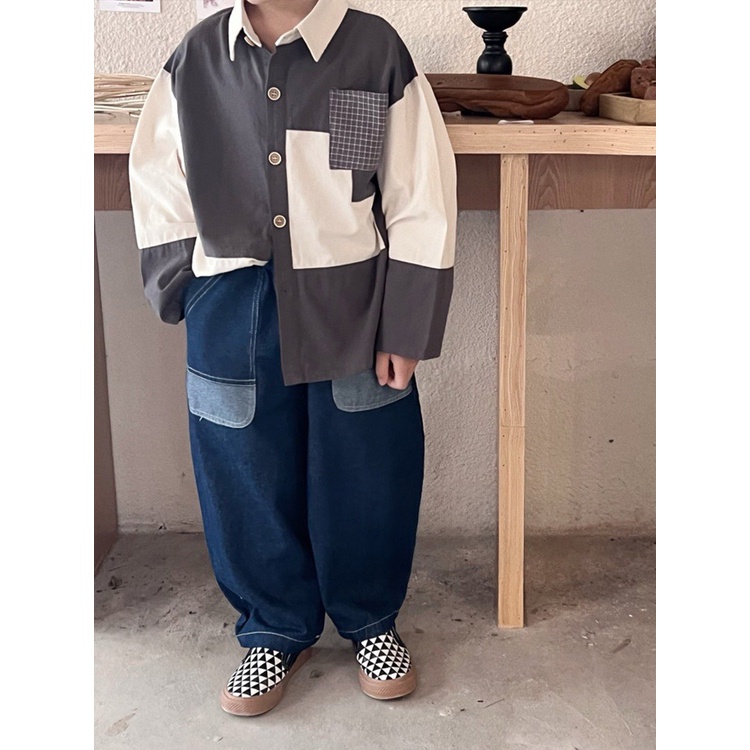 Quần jean cho bé trai và bé gái, quần jean dáng rộng phong cách_S10