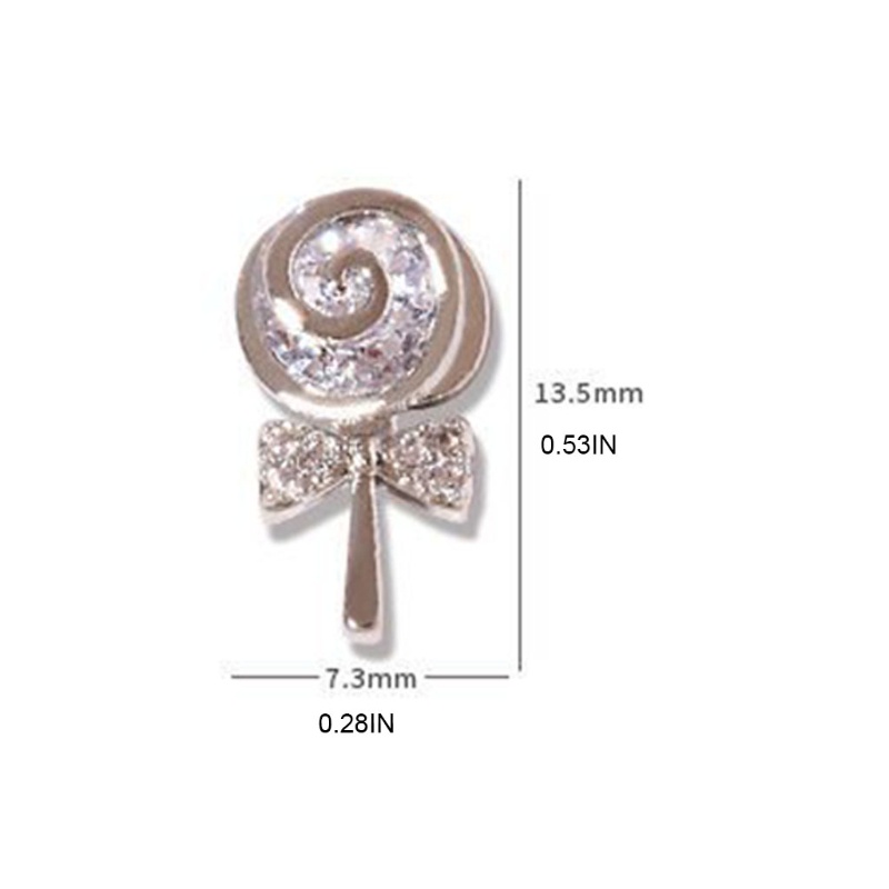 Phụ Kiện Trang Trí Móng Tay Hình Kẹo Mút Đính Đá Zircon Đẹp Mắt