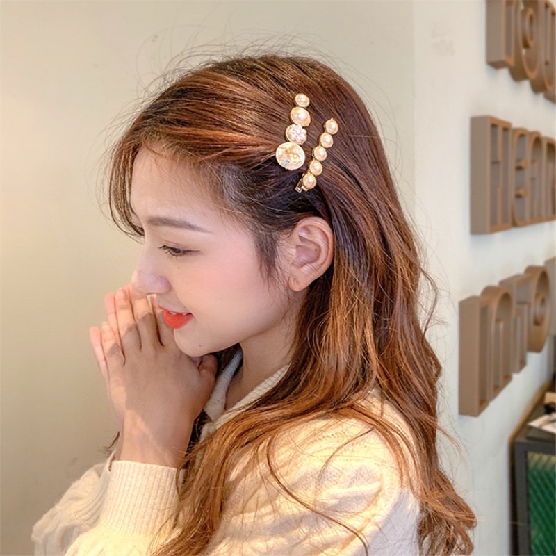 Set 6 Kẹp Tóc Đính Ngọc Ánh Vàng Hàn Quốc Sang Chảnh