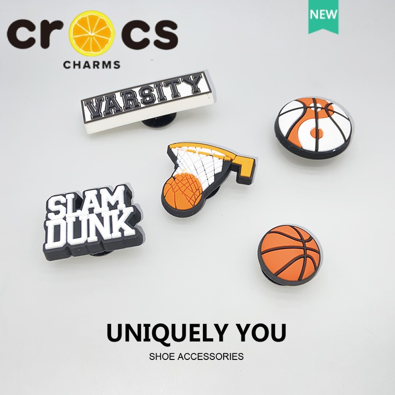 Phụ Kiện Khóa Cài Giày Crocs Họa Tiết Bóng Rổ Dễ Thương DIY