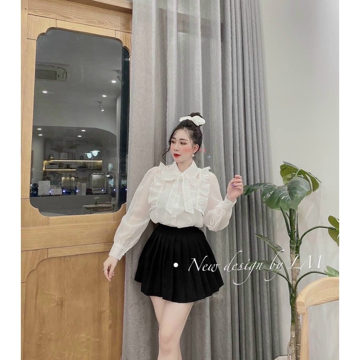 Sơ Mi Nơ Cổ Đức 2 Lớp Ulzzang Mặc Kiểu Điệu - Áo Von Công Sở Hot