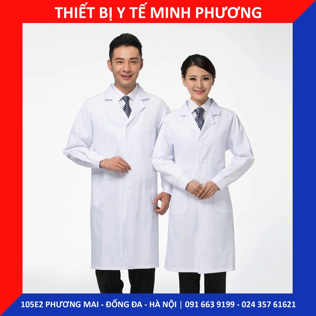 Áo Blouse bác sĩ dáng dài - tay dài nam, nữ các size S M L XL