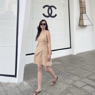 ĐẦM LINEN CHIẾT EO CÓ TÚI 2 BÊN