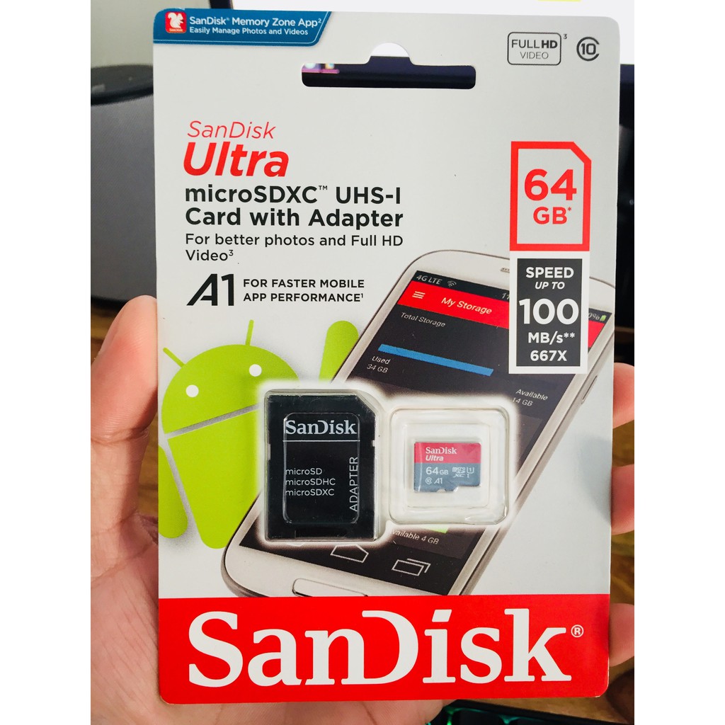 Thẻ nhớ MicroSDXC SanDisk Ultra A1 100MB/s 64GB-128GB - Có Adapter