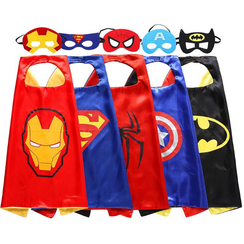 Áo choàng siêu nhân kèm mặt nạ cho bé trai SpiderMan, Superman, Batman