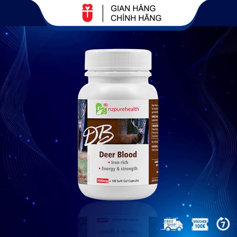 Nzpurehealth Deer Blood Viên bổ máu, bổ sắt từ Máu hươu (100 viên)