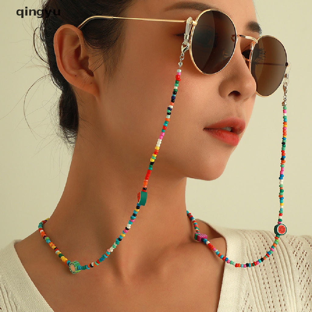 Qyvn Bohemia Colorful Beads Eyeglasses Chain Neck Strap Rope Eyewear Hanging Jewelry Jelly