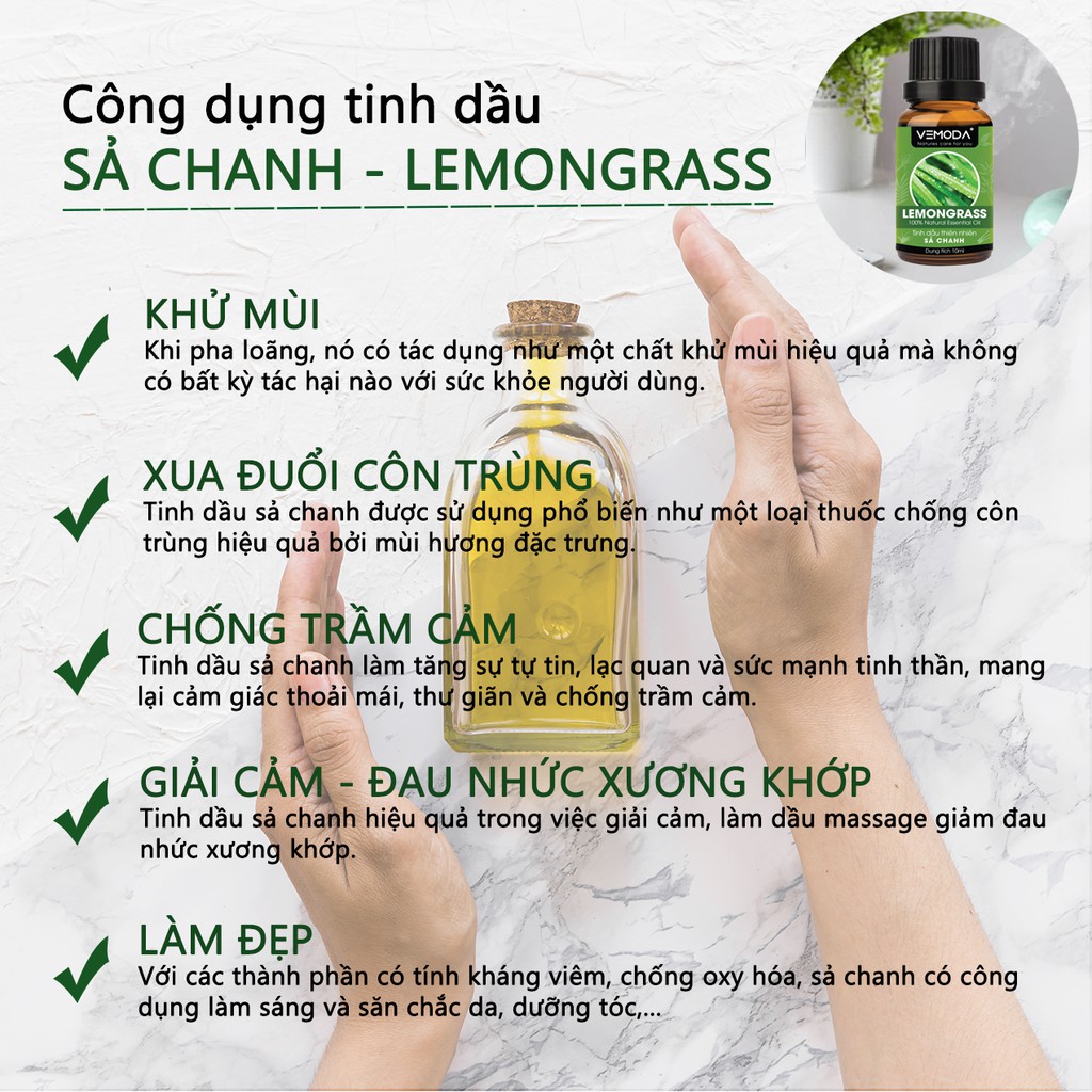 Tinh dầu thơm phòng cao cấp. Combo 3 lọ tinh dầu xông phòng cao cấp VEMODA 10ml/lọ