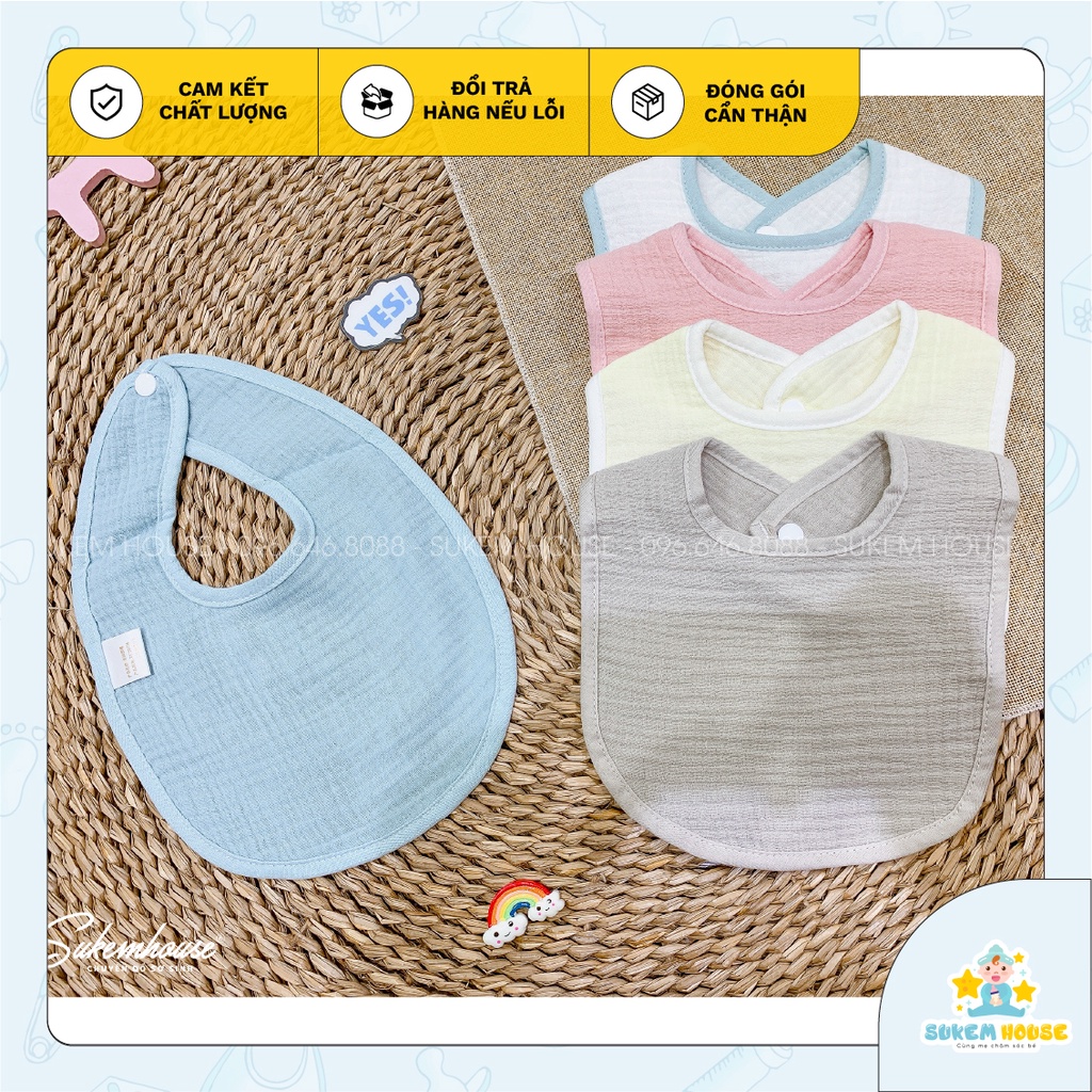 Yếm xô designed for baby cho bé bấm nút mềm mịn, thấm hút.