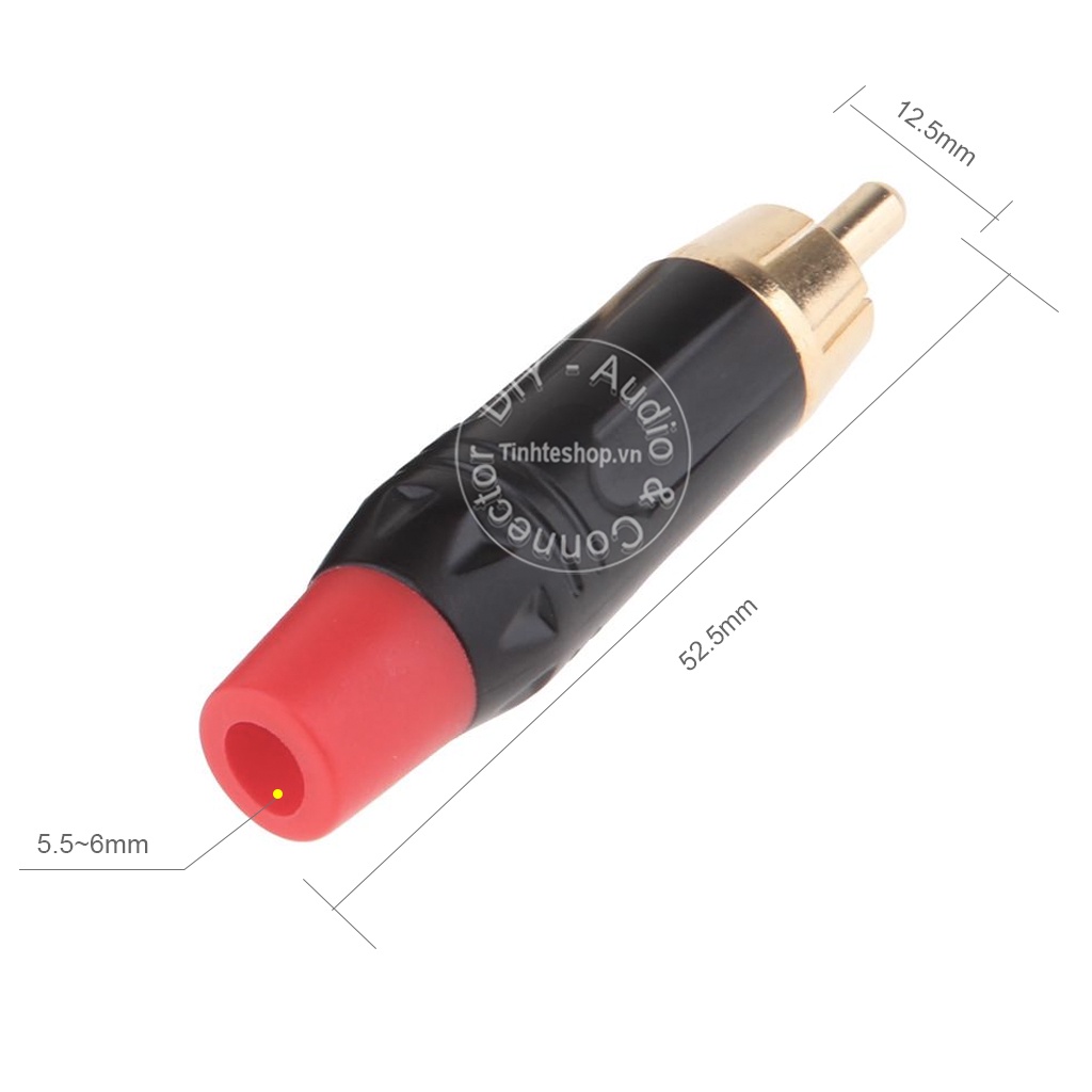 Đầu hàn jack cắm AV Audio Video Coaxial/SPDIF chuôi cao su OD6mm gold 24K 1 chiếc