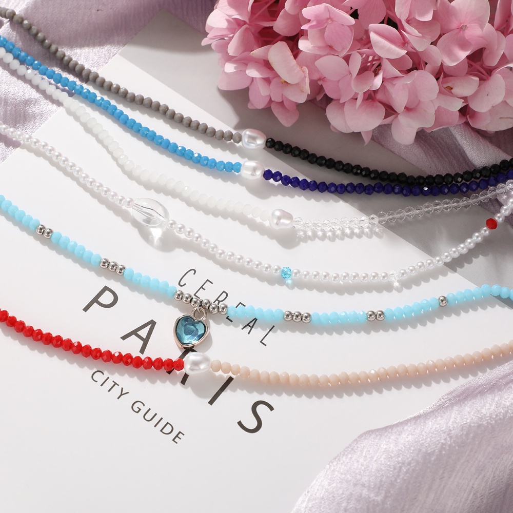 Dây Chuyền Mặt Hoa Đính Hạt Nhiều Màu Phong Cách Bohemian Hàn Quốc