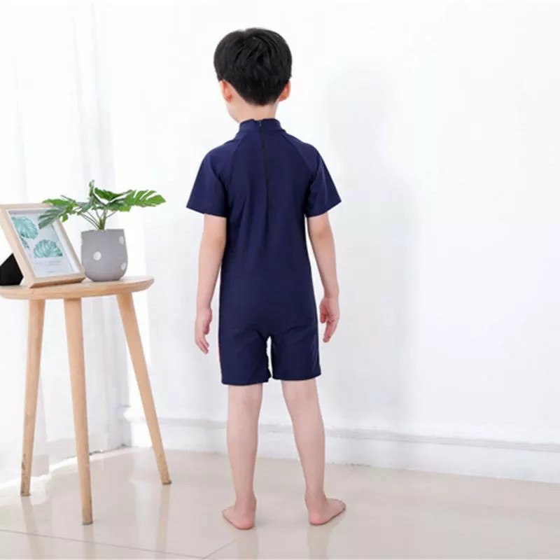 Bộ đồ bơi liền thân tay ngắn có dây kéo sau lưng in siêu nhân cho bé trai 1-15 tuổi chính hãng StarKids