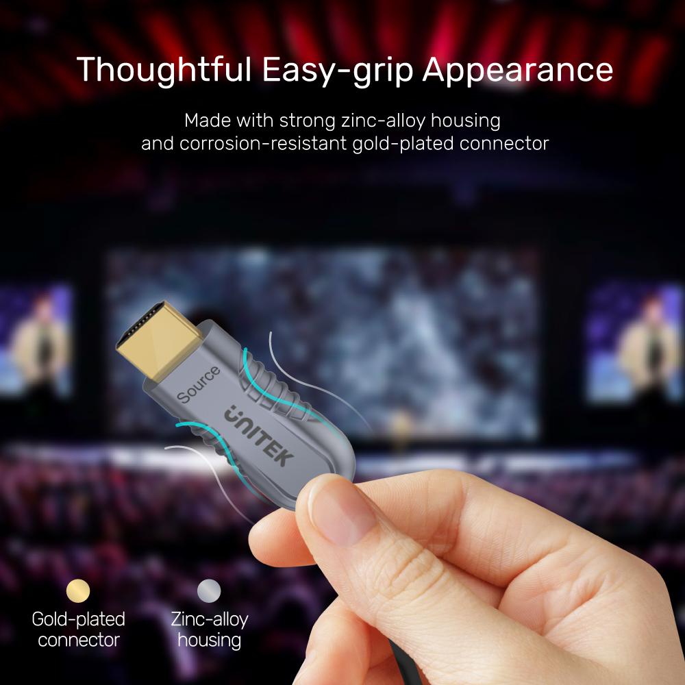 Cáp HDMI 2.1 sợi quang 8K@60Hz 48Gbps (Hỗ trợ PS5 4K@120Hz) UNITEK C11028DGY Chính Hãng,dài 10 Met