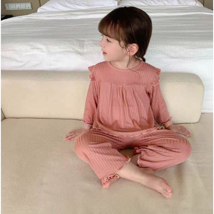 Đồ bộ quần áo dài tay cho bé gái chất len đũa AM771 TTR81