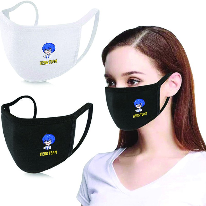 Khẩu trang in hình HERO TEAM Mr Vịt Mèo Simmy Phong Cận Siro Kairon Timmy Kamui Sammy Đào anime chibi chống bụi