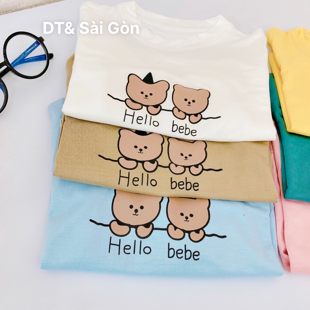 Áo Dài Tay Vải Thun Lạnh In Hình Gấu Không Bai Không Xù