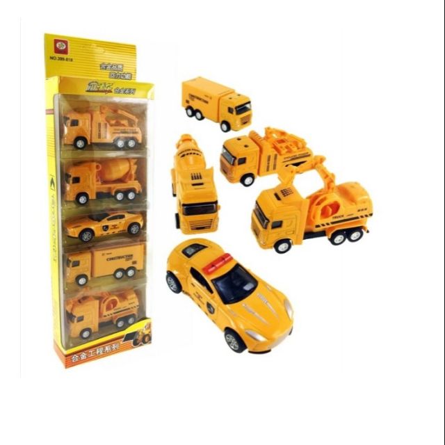 BỘ ĐÒI CHƠI 5 XE Ô TÔ, MÁY CẨU, MÁY TRỘN LOẠI ĐẸP