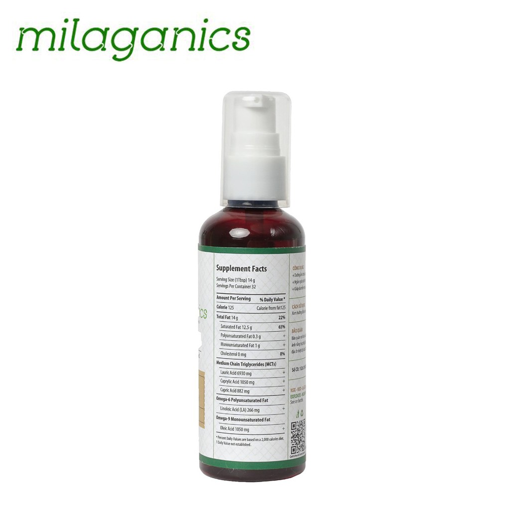 DẦU DỪA ÉP LẠNH TINH KHIẾT MILAGANICS 100ML